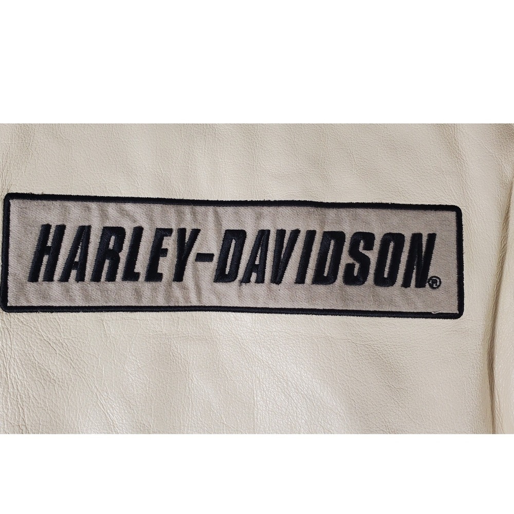 Harley Davidson Womens Leather Vest and Pants Set Cream Black Biker Riding Gear - Picture 10 of 16